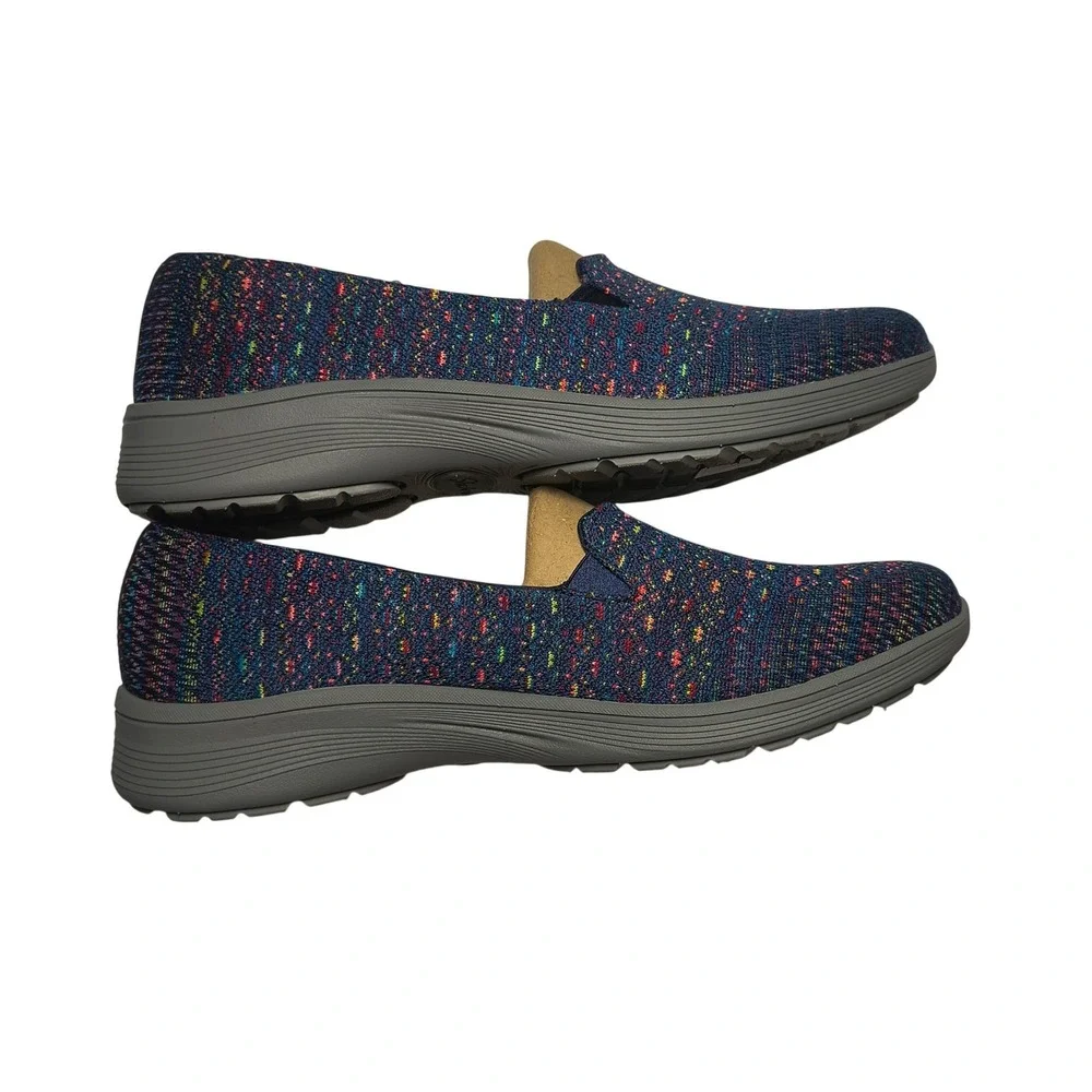 Skechers Relaxed Fit Slip On Sneakers Womens 9.5 Navy Multi Air Cooled Memory